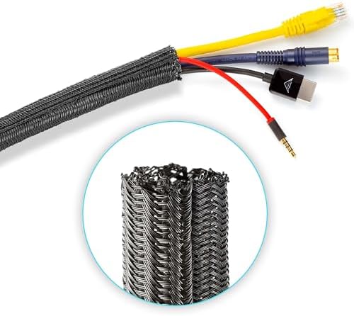 Maximm Cable Management Wire Loom 12ft 3/8 Inch Black Split Cord Protector