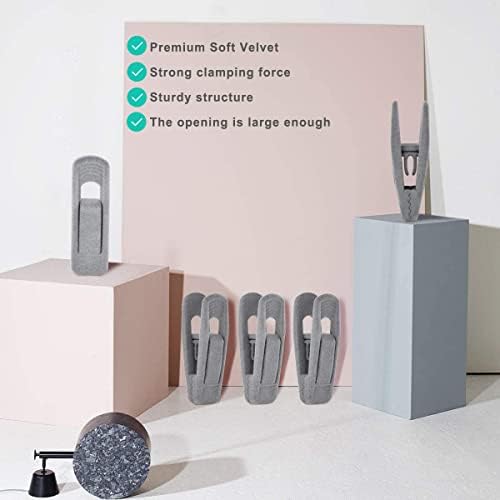 TOFIIGREM Grey Velvet Clips - 20 PCS Non Slip Clips for Slim Velvet Hangers