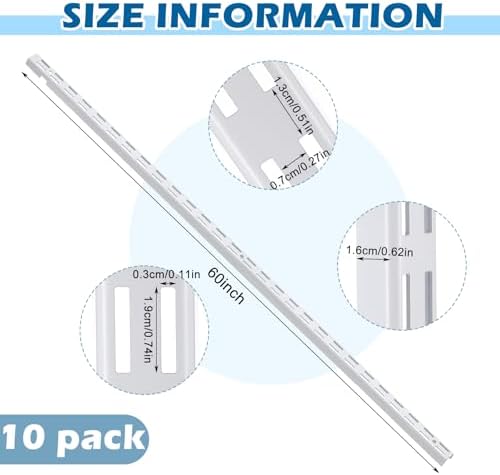 10 Pcs 60 Inch Dual Track Brackets Shelf System Upright Wall Shelving Rail
