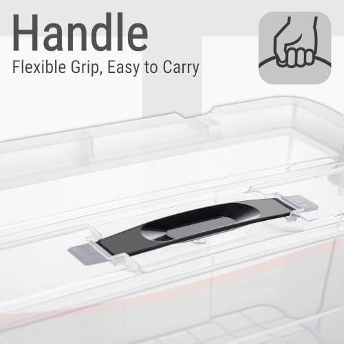 Cetomo Plastic Storage Bins with Handle, Storage Bin with Lids, Organizing Container, PP Box for Home Office, Clear, 40 