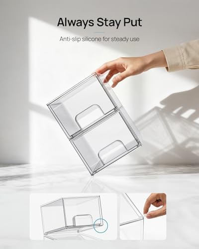 Vtopmart 8 Pack Small Clear Stackable Storage Drawers for Desk, Countertop