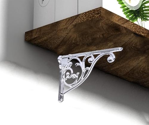 Heavy Duty Solid Stand,10 Inch 4 Pack Polished Chrome,Right Angle Wall Panel Support Bracket,Decorative Shelf Bracket,He