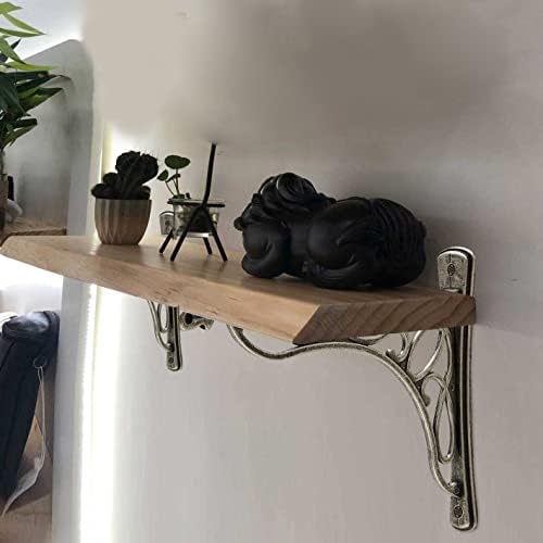 European Bracket Shelf Brackets Cast Iron Metal Corbels 9.5" X 7.5" Inch Vine Wall 2 Pack (Silver Old)