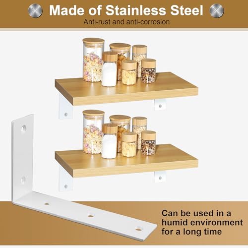 Alise 4Pcs White Heavy-Duty L-Shaped Floating Shelf Wall Brackets