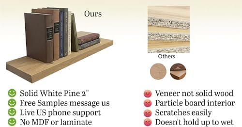 joelsantiques 54 inch Wooden Floating Shelves for Wall - 54x6x2 in, High End Solid Natural Wood, Heavy Duty Bracket, Wal