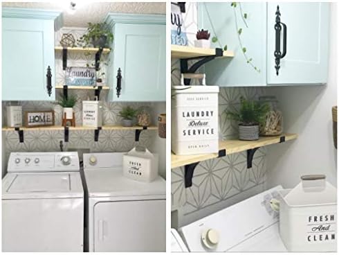 Heavy Duty Shelf Brackets, 8 Inch 6-Pack Exquisite Shelf Brackets, Strong Support Mental L Brackets Heavy Duty Floating 