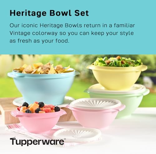 Tupperware Heritage Collection 17.25 Cup Bowl with Starburst Lid, Light Blue Vintage Color, Dishwasher Safe and BPA Free (4.1 L)