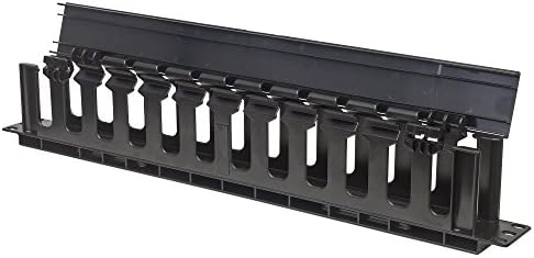 Intellinet 19 in. 1U Cable Management Panel with Cover, Black