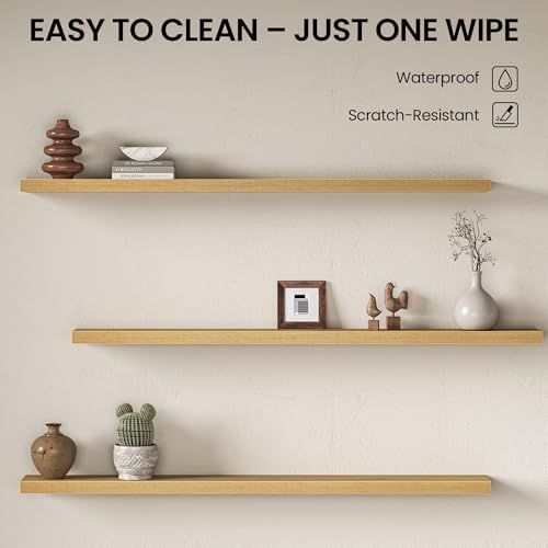 Fun Memories Floating Shelves for Wall 72 Inch, Set of 2 – Wall-Mounted Storage & Display Shelf with Invisible Bracket, 