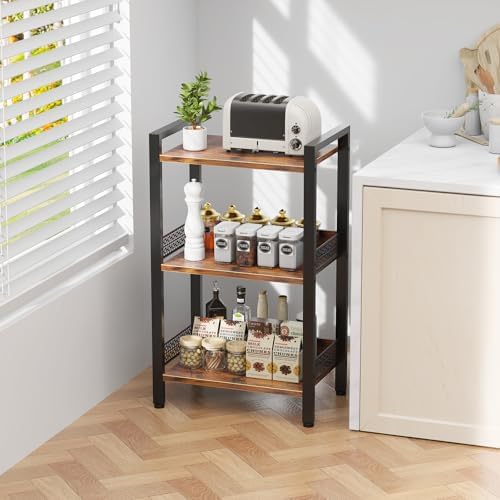 3-Tier Book Shelf, Bookcase with a Back Panel, Storage Shelves for Bedroom, Living Room & Home Storage (Brown Black)