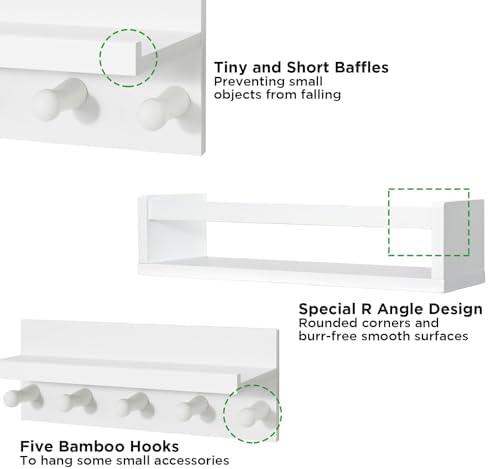 Nursery Floating Book Shelves for Bedroom Wall, Set of 4, Straight