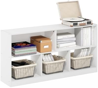Furinno DALY Book Shelf, 5-Cube Bookshelf, Horizontal Cube Storage Organizer Bookcase, 10.9 x 47.2 x 23.6, for Living Ro