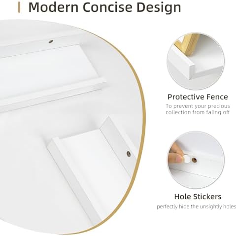 Acovy Picture Ledge Shelf, Wood Floating, Set of 2, 48 inch, White