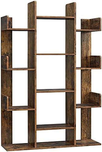 VASAGLE Bookshelf with 13 Storage Shelves, 9.8 x 33.9 x 55.1 Inches