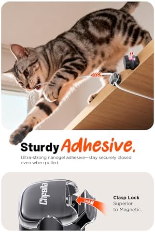 Cable Clips,8 Pack Cord Holder Cord Organizer [1s Lock & Strongest Adhesive] Spring Cord Clips Phone Charger Wire Desk C