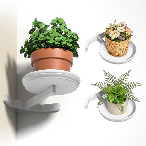BXF Floating Plant Shelves for Wall Set of 3, Heavy Duty Matte White Corner Wall Planters for Indoor Plants, Minimalist 