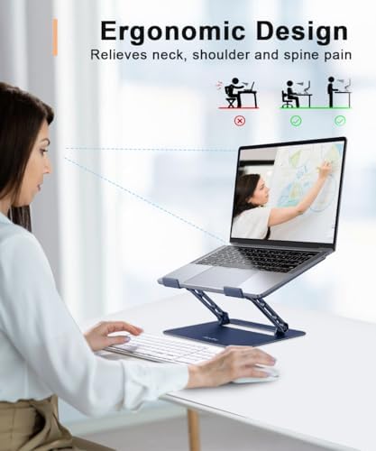 Aoviho Adjustable Laptop Stand for Desk,Portable Laptop Stand Holder and Riser,Foldable Aluminum Notebook Computer Stand