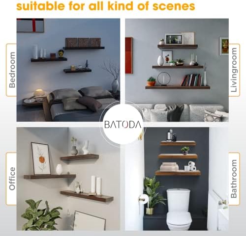 BATODA 8" Heavy Duty Floating Shelf Brackets, Hidden Steel Supports, Pack 6