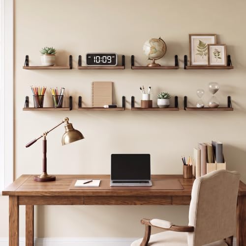 Fixwal Floating Wall Shelves, Set of 8, Width 4.75 Inches, Dark Carbonized