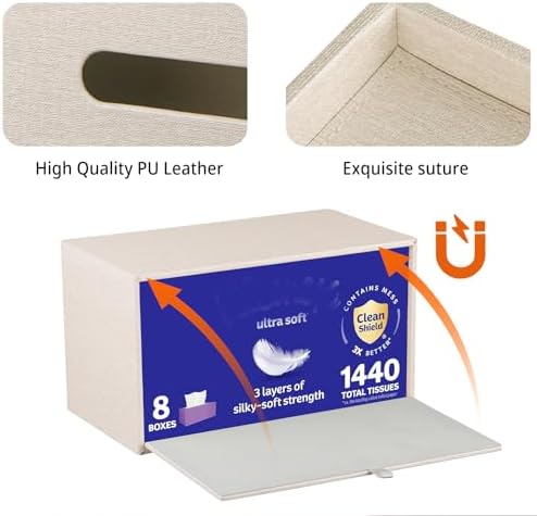 Extra Large Tissue Box Cover with Storage Tray,Rectangle Tissue Box Holder