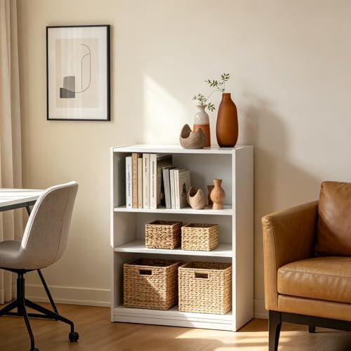 3 Shelf Bookcase, 31.5" H Small Book Shelf for Small Spaces, 3 Tier Bookshelf for Home Office and Dorm, Short Wooden Sto