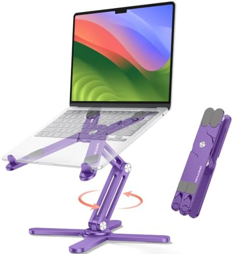 OMOTON LA10 360° Rotating Laptop Stand Riser Foldable for Desk, Purple