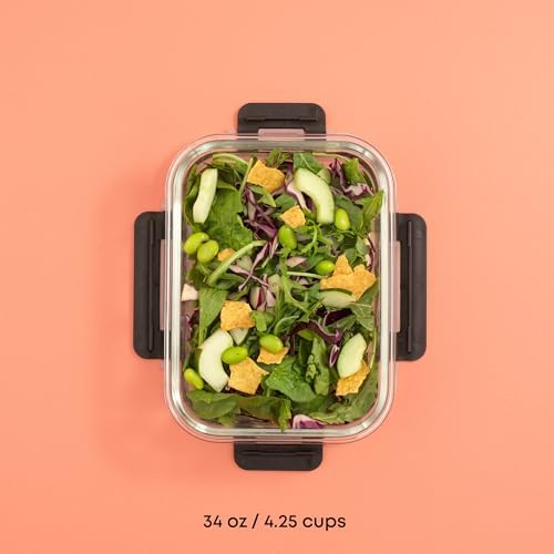 JoyJolt Glass Food Storage Containers with Lids. 5 Pack Glass Meal Prep Containers Reusable 35oz Single Compartment Airtight Container Set. Lunch Containers for Adults and Kitchen Storage Containers