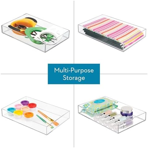iDesign Makeup Drawer Organizer Tray, Set of 4, Clear