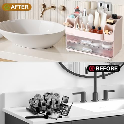 Large Makeup Organizer Countertop with Drawers, Make Up Organizer for Vanity, Makeup Storage Organizer Countertop Makeup