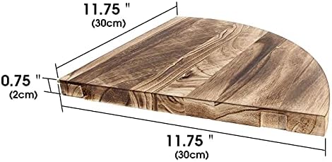 Wall Mounted Rustic Wood Round Edge Corner Shelf Storage Rack, Bookcase, Floating Shelves Home Decor for Bedroom, Living