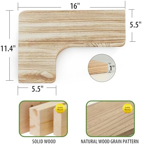 SAUMONIERES Corner Floating Shelves Wall Mount Shelf Solid Wood for Bedroom Bathroom Room Kitchen Storage Set of 3, Rust