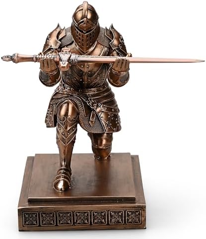 King's Guard Knight Pen Holder with a Letter Opener Desk Organizers Copper