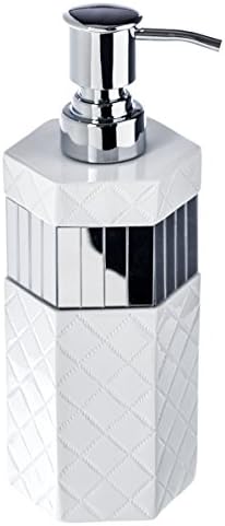 Creative Scents Quilted Mirror White Hand Soap Dispenser for Bathroom
