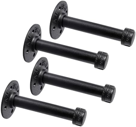 3/4" Industrial Black Iron Pipe Shelf Brackets, Rustic Wall Mounted DIY Shelving Brackets Hanging Custom Pipe Brackets f