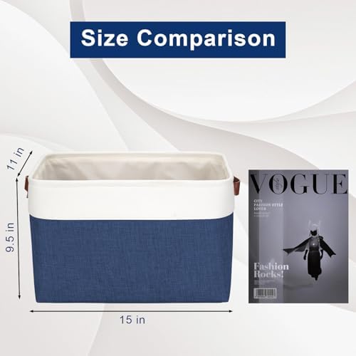 Bagnizer Storage Bins Large Fabric Storage Baskets for Shelves 3 Pack, Decorative Linen Closet Baskets with Handles for 