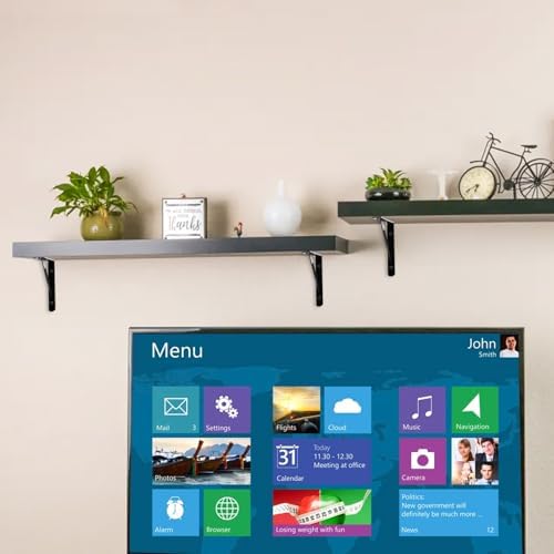 Hiceeden 12 Pack Heavy Duty Shelf Brackets, 8 in x 5 in Wall Mount Steel L Shelf Bracket, Angle Brackets for Floating Sh