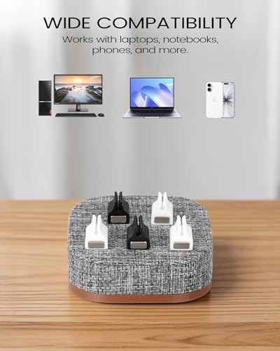 Magnetic Cord Holder, 5 Cable Clips, Desk & Nightstand Organizer