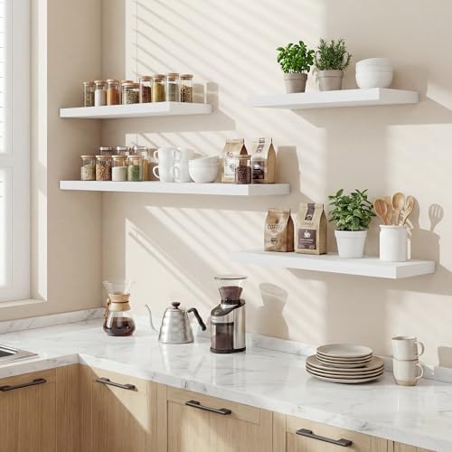 72 Inch Floating Shelves for Wall Set of 1,9.3" Deep Wall Shelves,Rustic Wood Wall Mounted Book Shelves with Invisible B