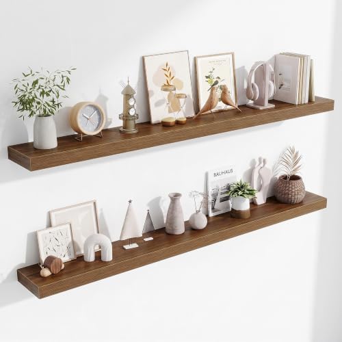 Fun Memories 60 Inch Fireplace Mantel Set of 2, Long Floating Shelf for Bedroom|Living Room, Wall Mounted Farmhouse Disp