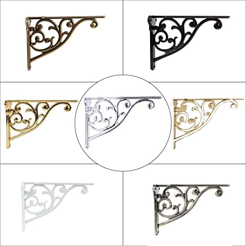 Shelf Brackets 8 Inch 4PCS Heavy Duty Polished Chrome Wall Bracket Baroque Kitchen Decorative Rack Shelves, Including Al