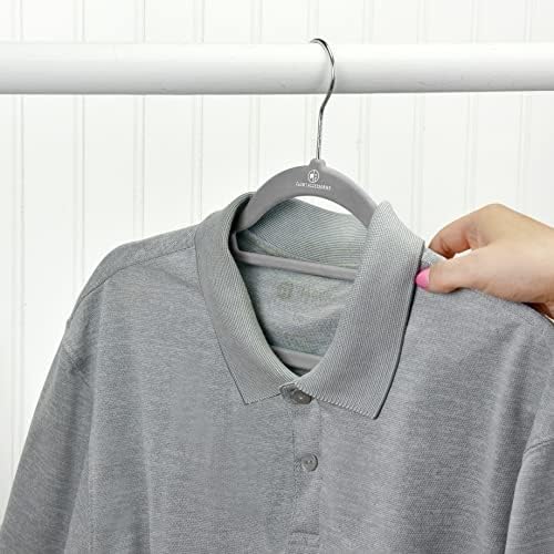 50 Pack Velvet Hangers Study Heavy Duty Hangers Including Tie Bar, Notches, and 360° Chrome Hook. (Gray)