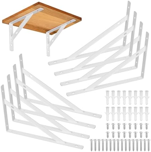 8Pcs White L Floating Shelf Brackets, Wall Mount 9.84x6.29in
