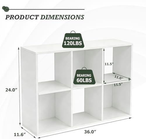 6 Cube Storage Organizer Shelf, Open Cube Bookshelf