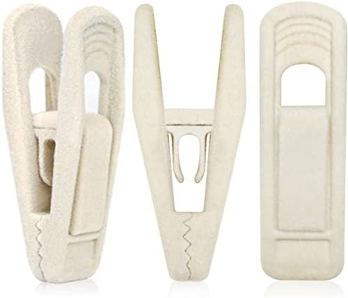 TOFIIGREM Beige Velvet Hanger Clips 60 PCS, Non-Slip Velvet Clip Work Perfectly for Ivory/Beige Velvet Hangers, Pant Skirt Hanger Velvet Clips Fit for Velvet Clothes Hangers