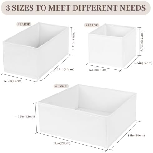 Drawer Organizer Clothes, 16 Pack Dresser Organizer Bins, Foldable Closet Organizers and Storage Fabric Dresser Bins, Shallow Drawer Dividers for Clothing, Underwears, Socks, Tie