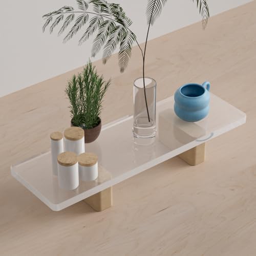 Acrylic Monitor Stand Riser, Premium Large Clear Monitor Riser 19.6 inch, Sturdy Wood Computer Stand Office Desk Accesso