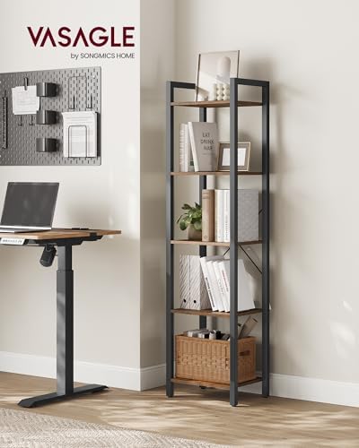 VASAGLE 5-Tier Bookshelf, Bookcase Book Shelf with Steel Frame,