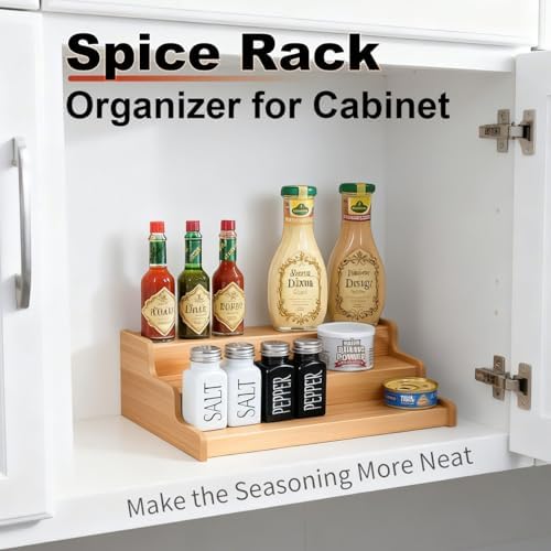 JinDoWin 2 Pack Cabinet Spice Rack Organizers - Enhanced Cabinet Spice Organizer, Practical Spice Rack Organizer for Cab