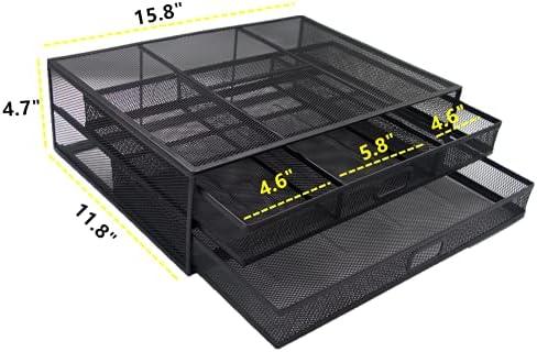 FOVLWYT Monitor Stand Riser with 2 Pull Out Storage Drawer Mesh Desk Organizers and Accessories for PC, Laptop, Notebook