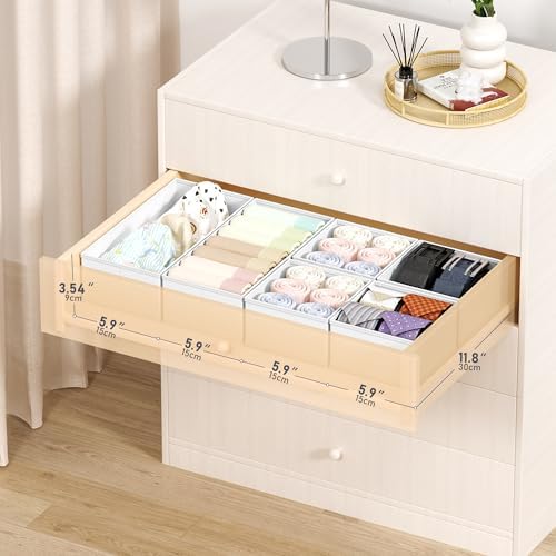 DIMJ Drawer Organizer Clothes Storage - 18 Pack Baby Dresser Organizer for Nursery, Foldable Drawer Dividers for Bedroom